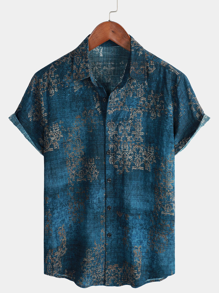 Camicia estiva a maniche corte per uomo Blu