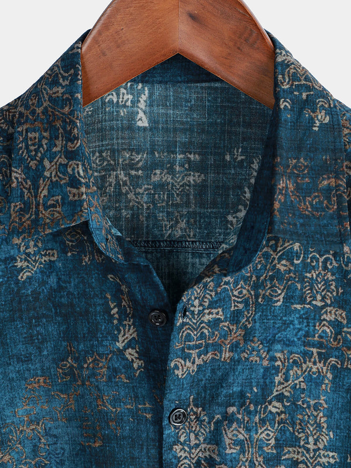 Camicia estiva a maniche corte per uomo Blu