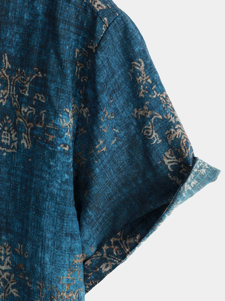 Camicia estiva a maniche corte per uomo Blu