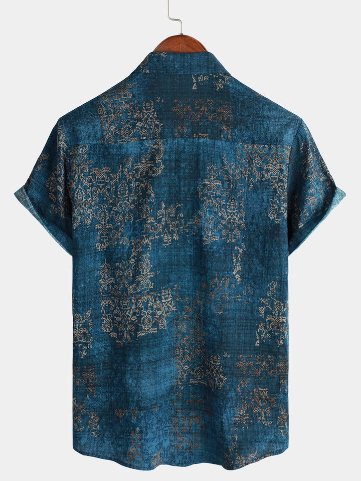Camicia estiva a maniche corte per uomo Blu
