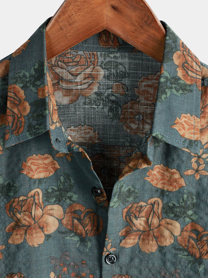 Camicia da uomo retro vacanza a maniche corte