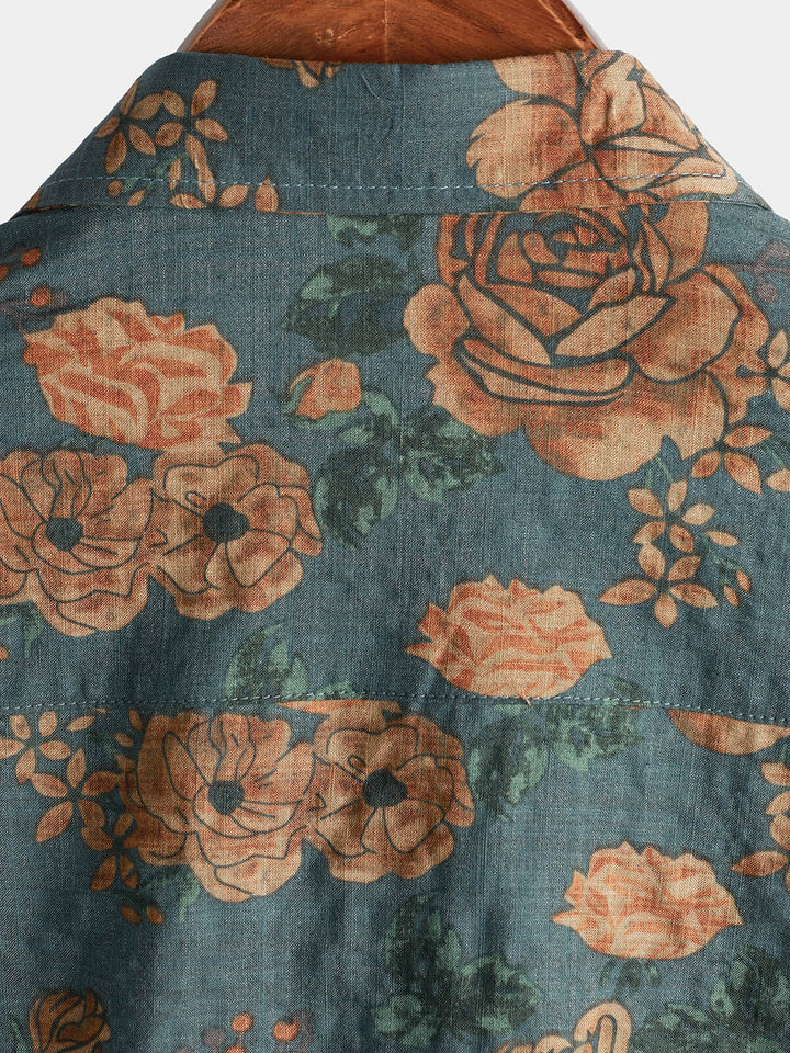 Camicia da uomo retro vacanza a maniche corte