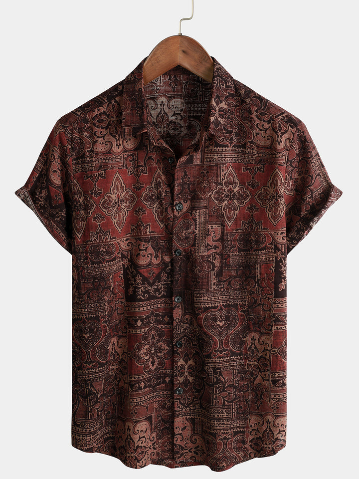 Camicetta da Uomo Retro Vacanze Anni '70 Paisley a Maniche Corte