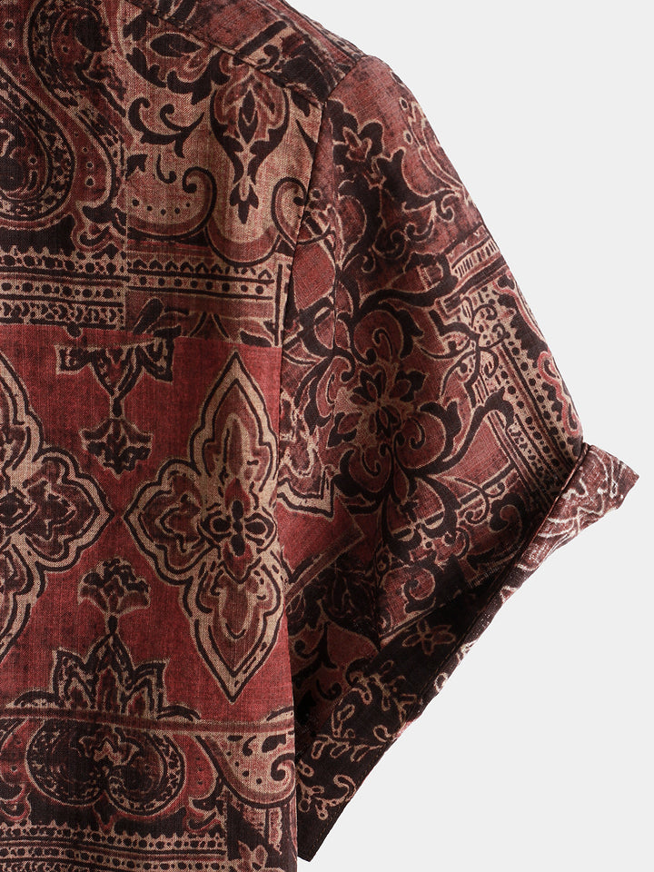 Camicetta da Uomo Retro Vacanze Anni '70 Paisley a Maniche Corte