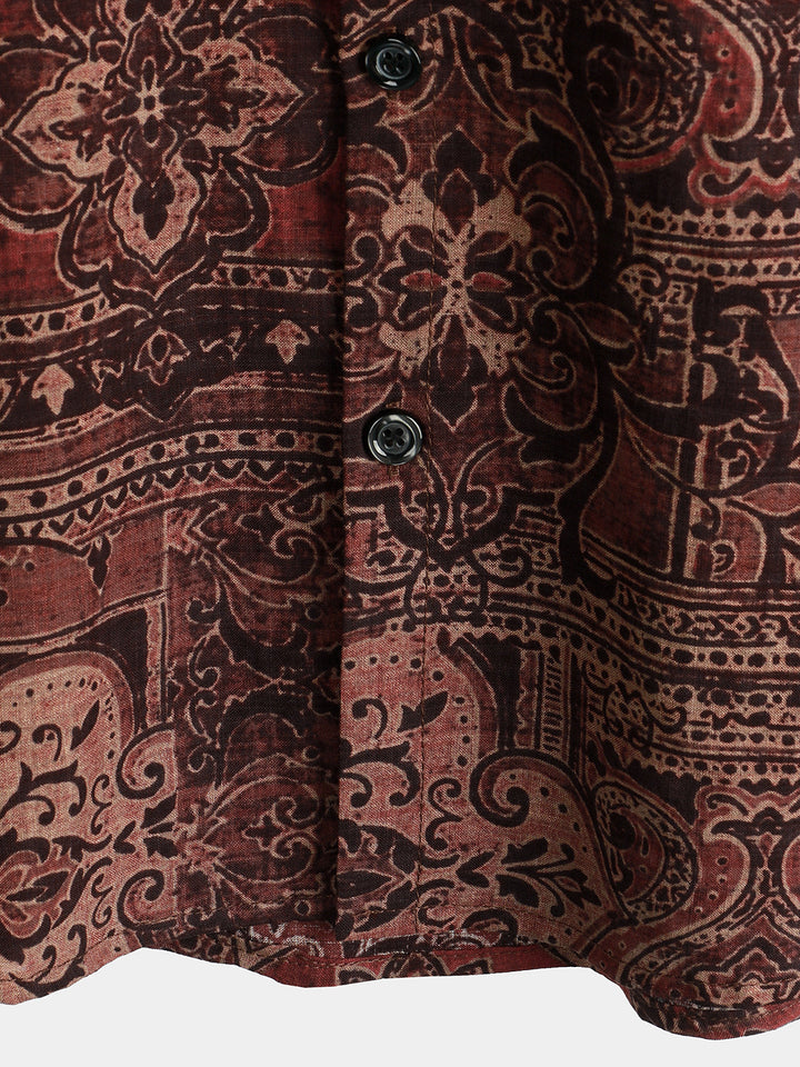 Camicetta da Uomo Retro Vacanze Anni '70 Paisley a Maniche Corte