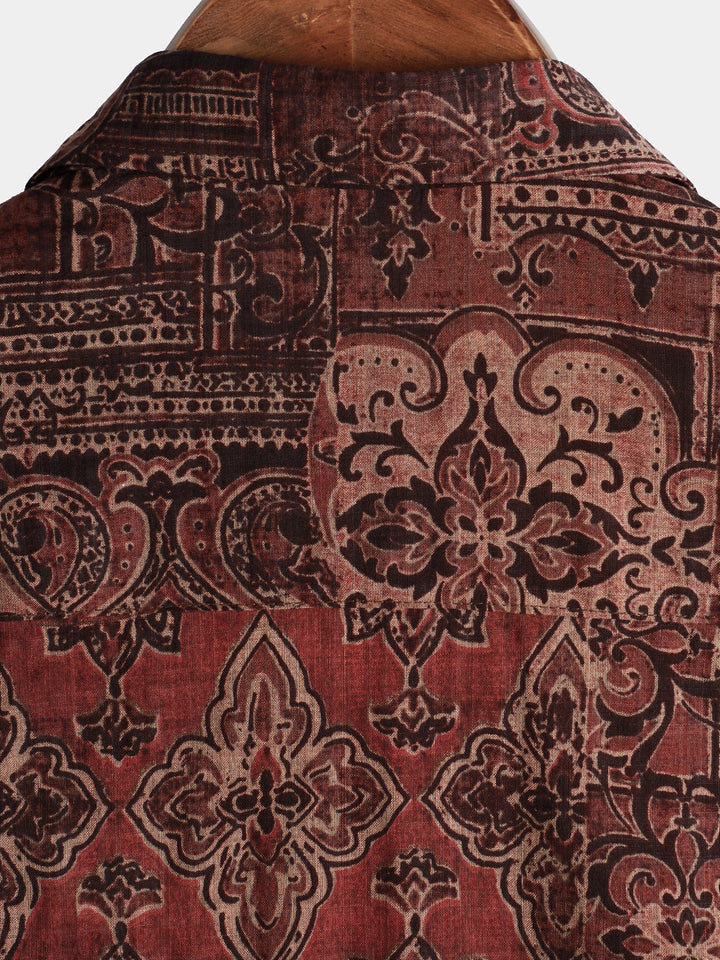 Camicetta da Uomo Retro Vacanze Anni '70 Paisley a Maniche Corte