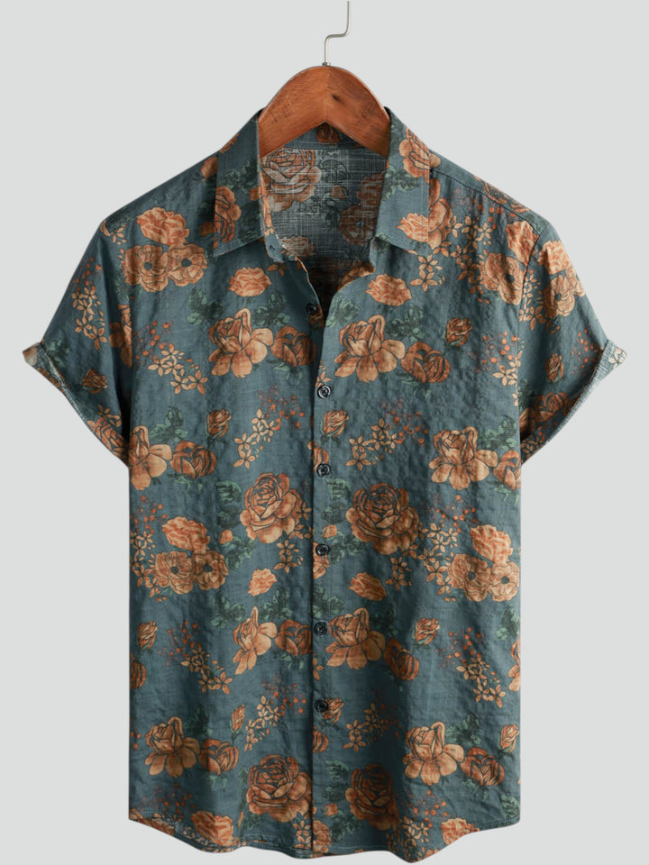 Camicia da uomo retro vacanza a maniche corte