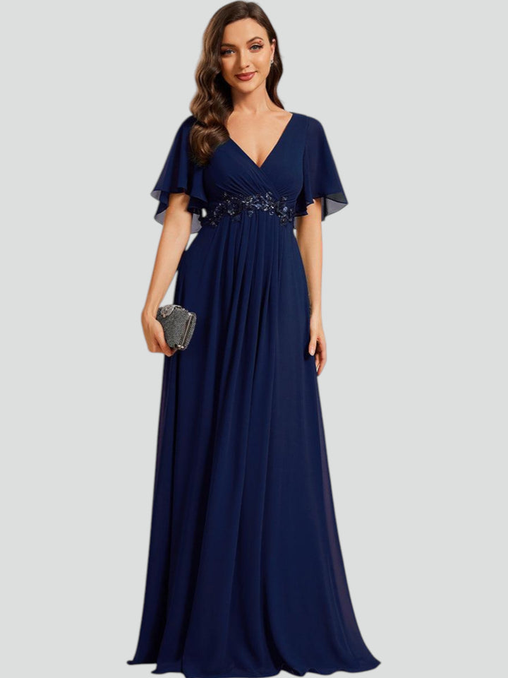 ever IVYROSE|Abito da sera elegante in chiffon di seta con maniche fluttuanti