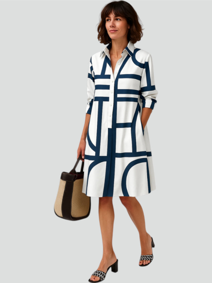 Helena™ | Abito Midi con Motivo Geometrico