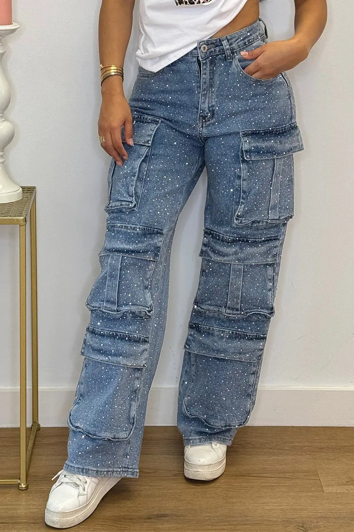 Lucy™ | Jeans Cargo con Strass