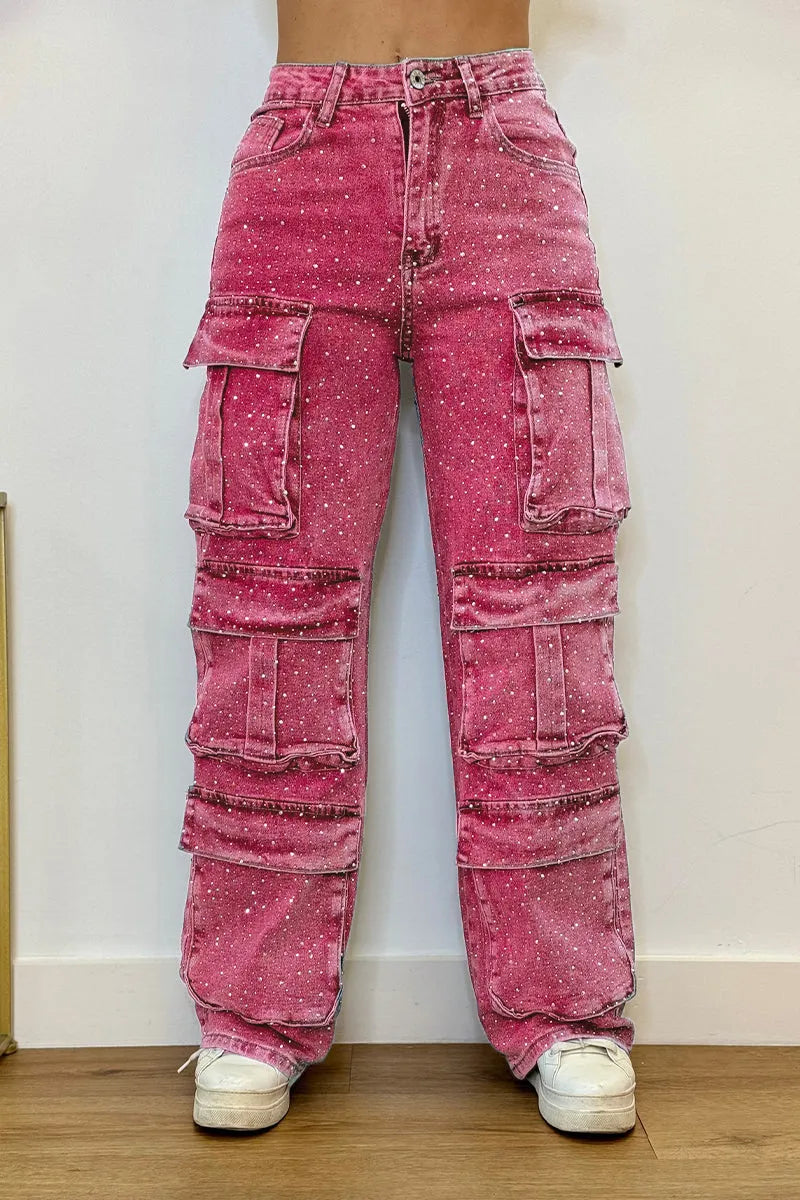Lucy™ | Jeans Cargo con Strass