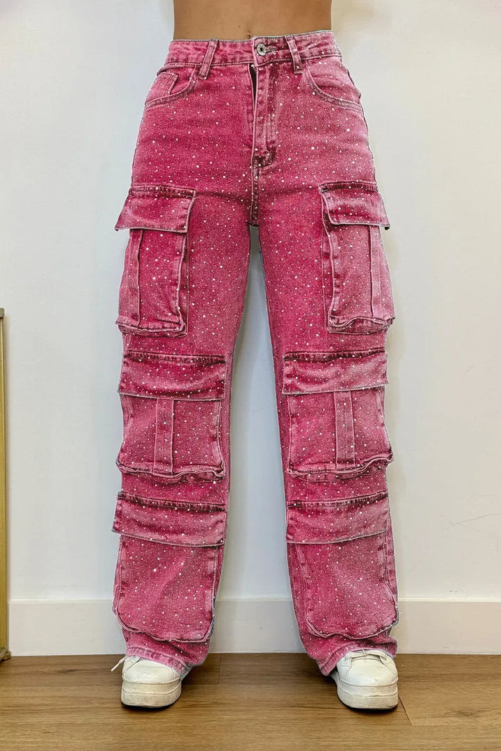 Lucy™ | Jeans Cargo con Strass