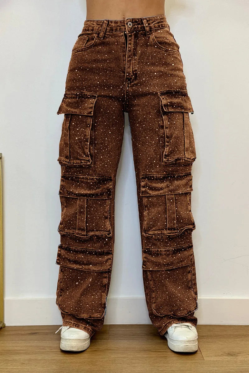 Lucy™ | Jeans Cargo con Strass