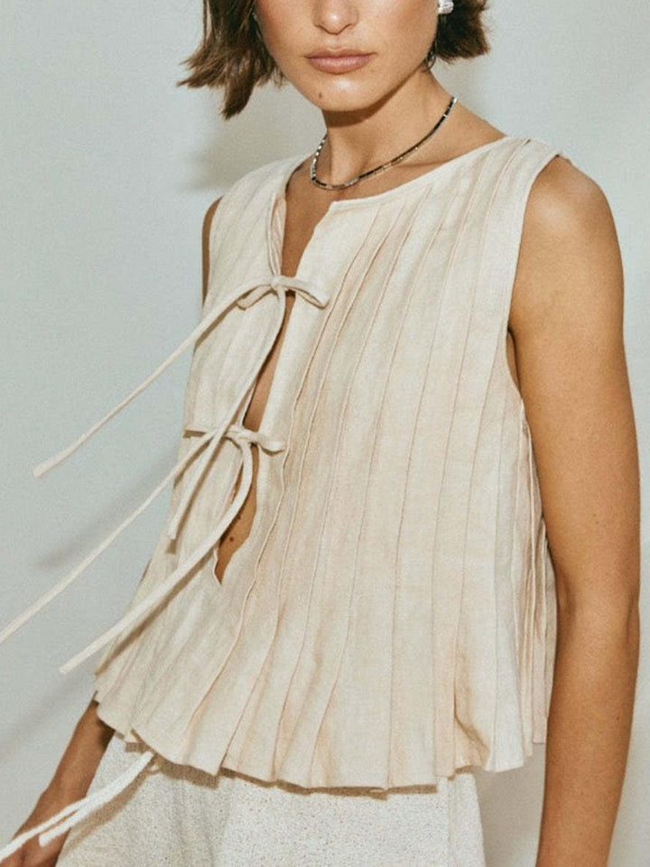 Bellini™ | Canotta Plissettata con Collo Tondo Legata