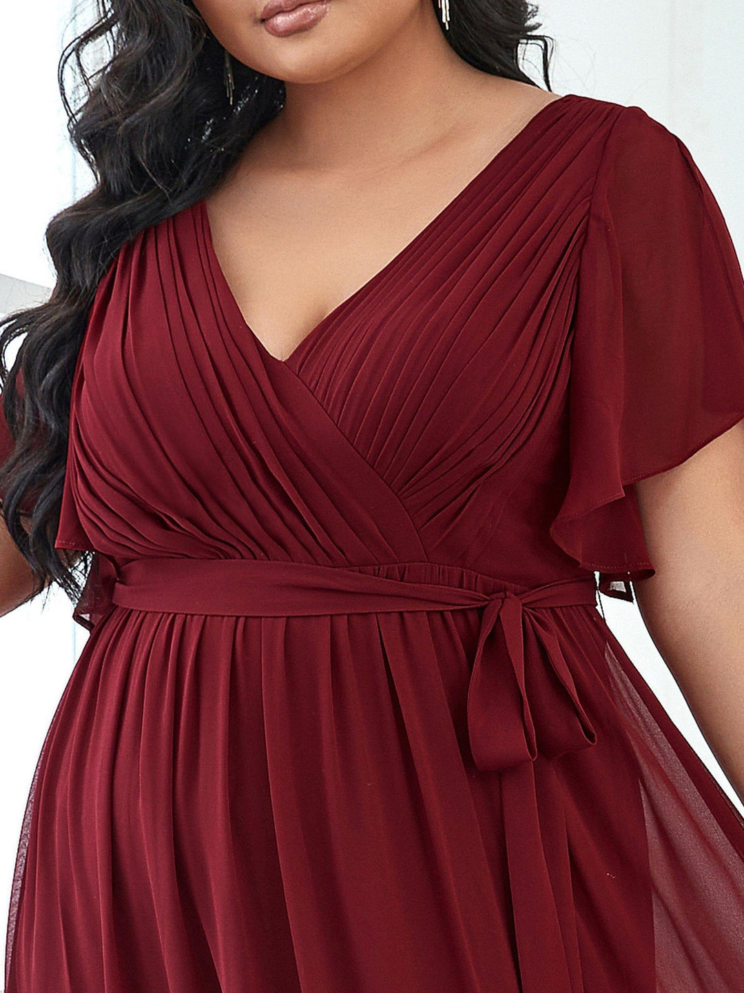 ever LEORA|Abito da damigella in chiffon con scollatura a V e maniche flottanti