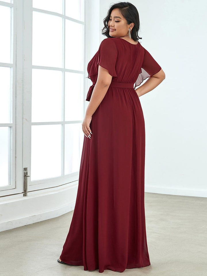 ever LEORA|Abito da damigella in chiffon con scollatura a V e maniche flottanti