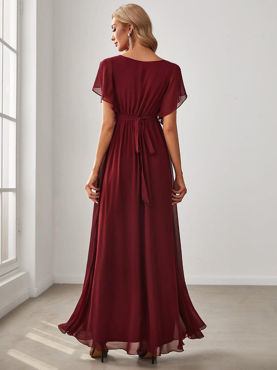 ever LEORA|Abito da damigella in chiffon con scollatura a V e maniche flottanti
