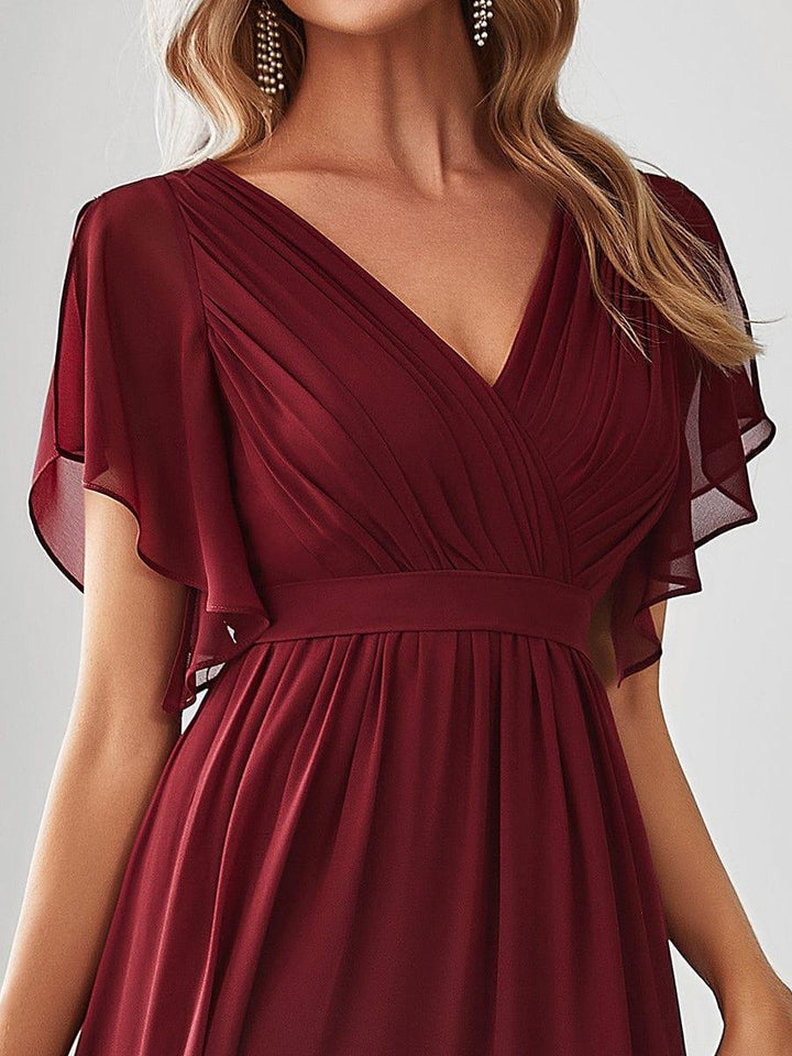 ever LEORA|Abito da damigella in chiffon con scollatura a V e maniche flottanti