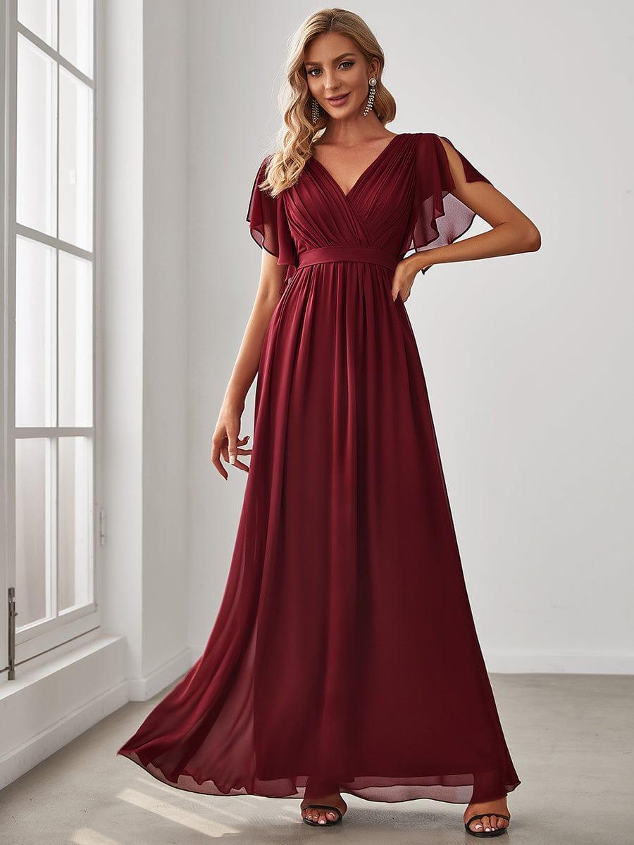 ever LEORA|Abito da damigella in chiffon con scollatura a V e maniche flottanti