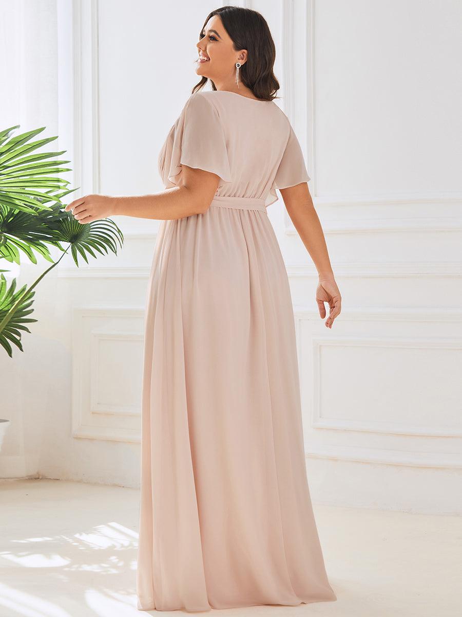 ever LEORA|Abito da damigella in chiffon con scollatura a V e maniche flottanti