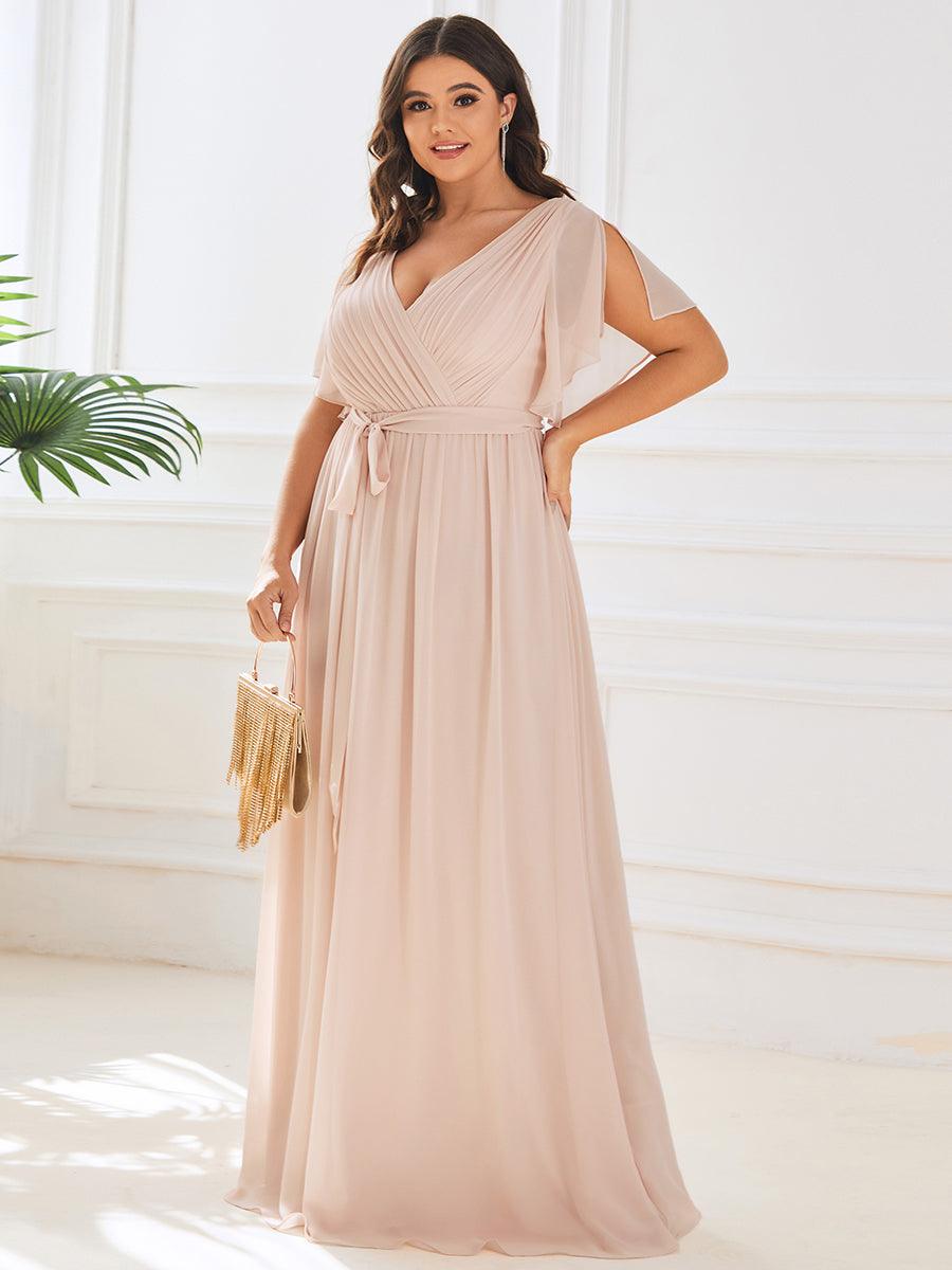 ever LEORA|Abito da damigella in chiffon con scollatura a V e maniche flottanti