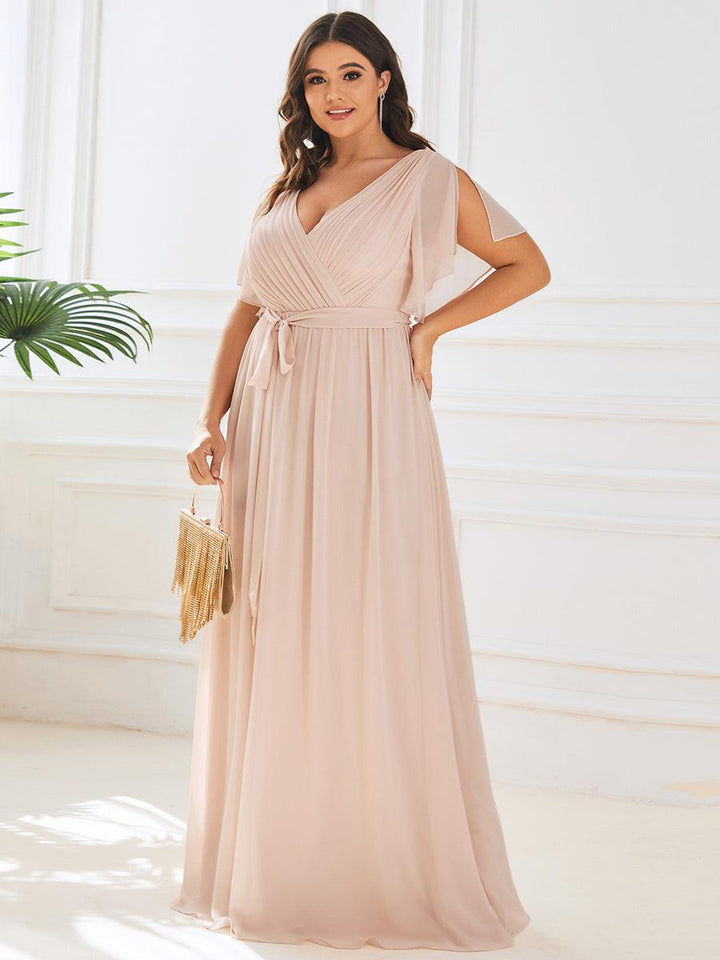 ever LEORA|Abito da damigella in chiffon con scollatura a V e maniche flottanti