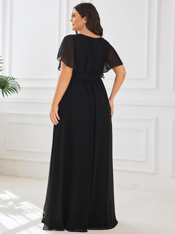 ever LEORA|Abito da damigella in chiffon con scollatura a V e maniche flottanti