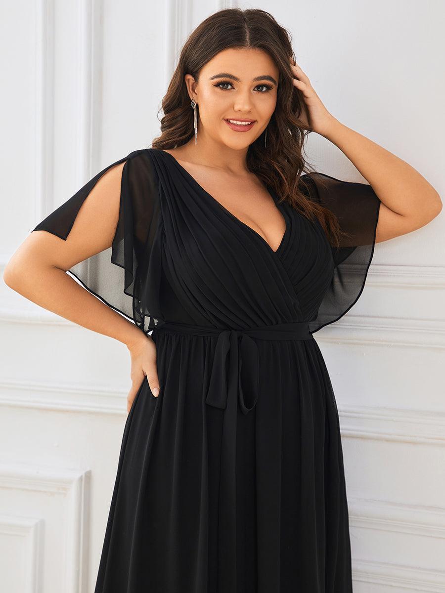 ever LEORA|Abito da damigella in chiffon con scollatura a V e maniche flottanti