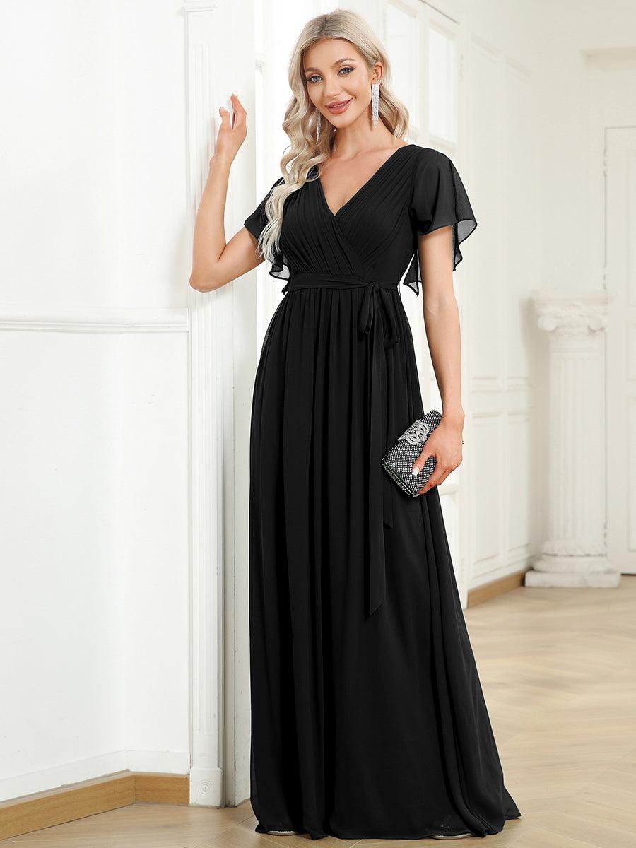 ever LEORA|Abito da damigella in chiffon con scollatura a V e maniche flottanti