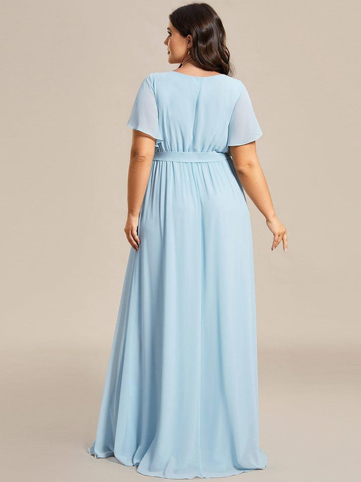 ever LEORA|Abito da damigella in chiffon con scollatura a V e maniche flottanti