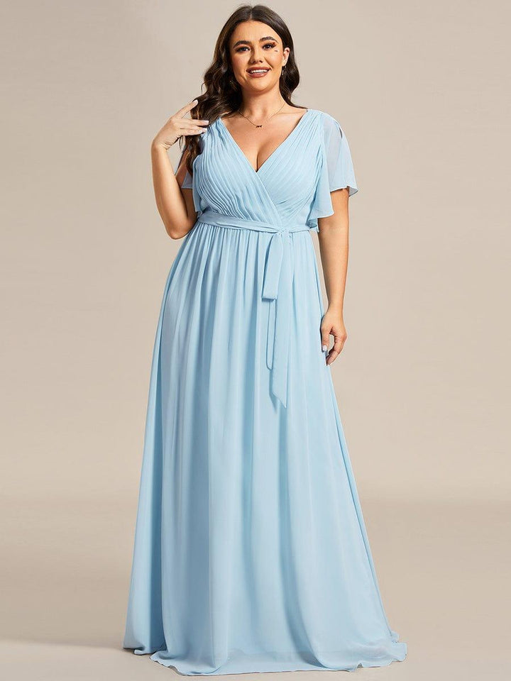 ever LEORA|Abito da damigella in chiffon con scollatura a V e maniche flottanti