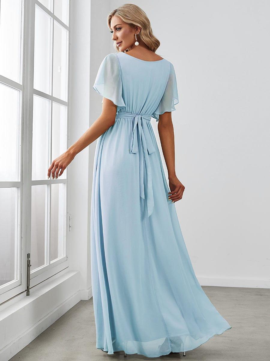 ever LEORA|Abito da damigella in chiffon con scollatura a V e maniche flottanti