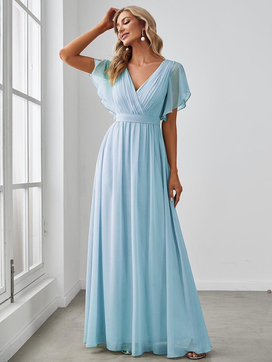ever LEORA|Abito da damigella in chiffon con scollatura a V e maniche flottanti