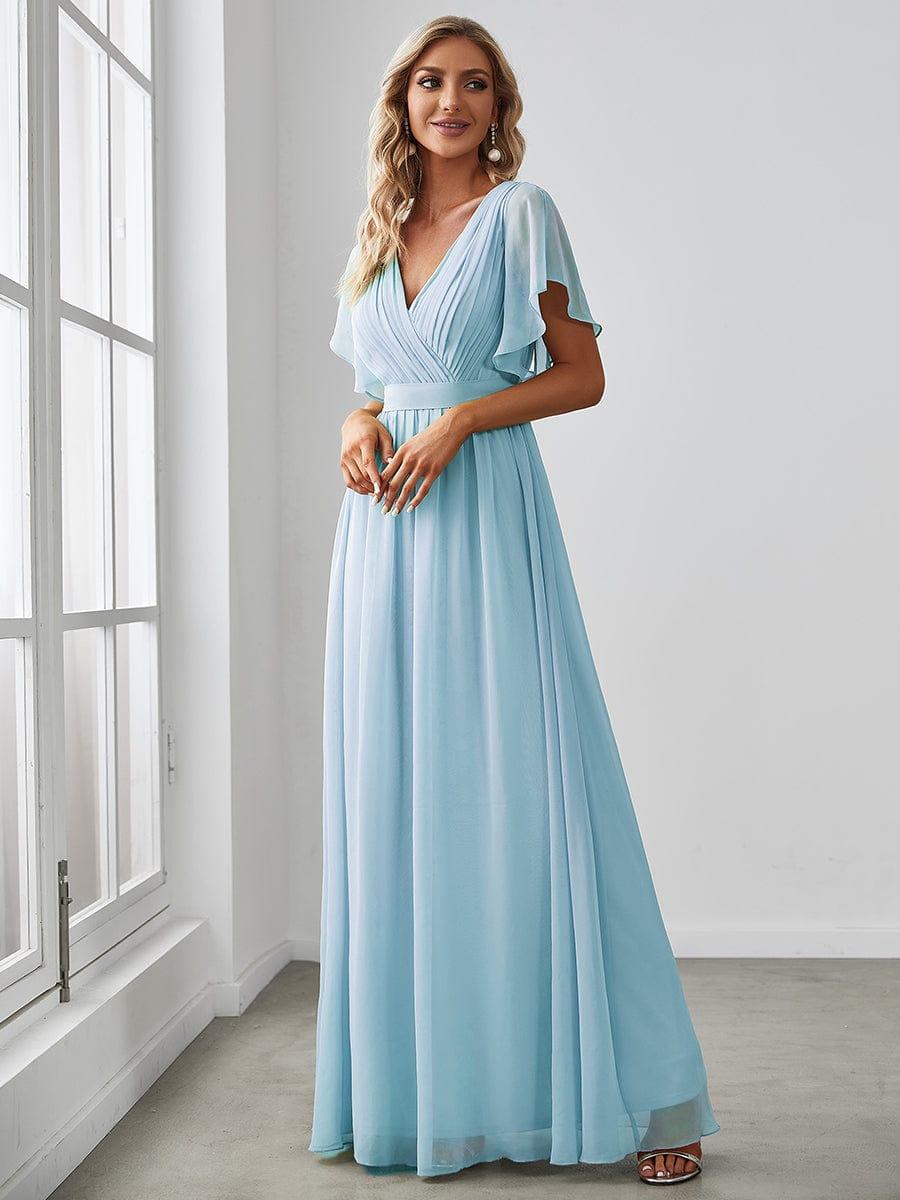 ever LEORA|Abito da damigella in chiffon con scollatura a V e maniche flottanti
