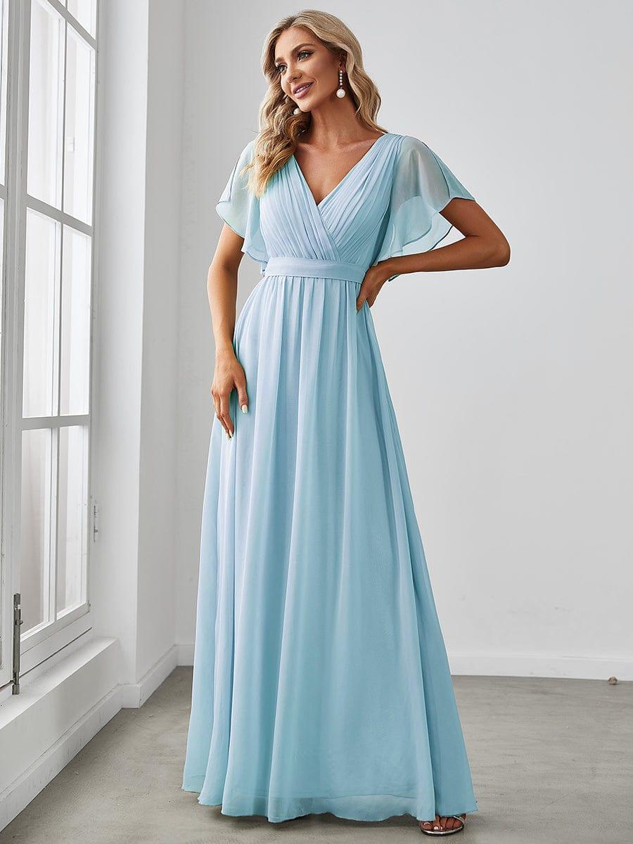ever LEORA|Abito da damigella in chiffon con scollatura a V e maniche flottanti