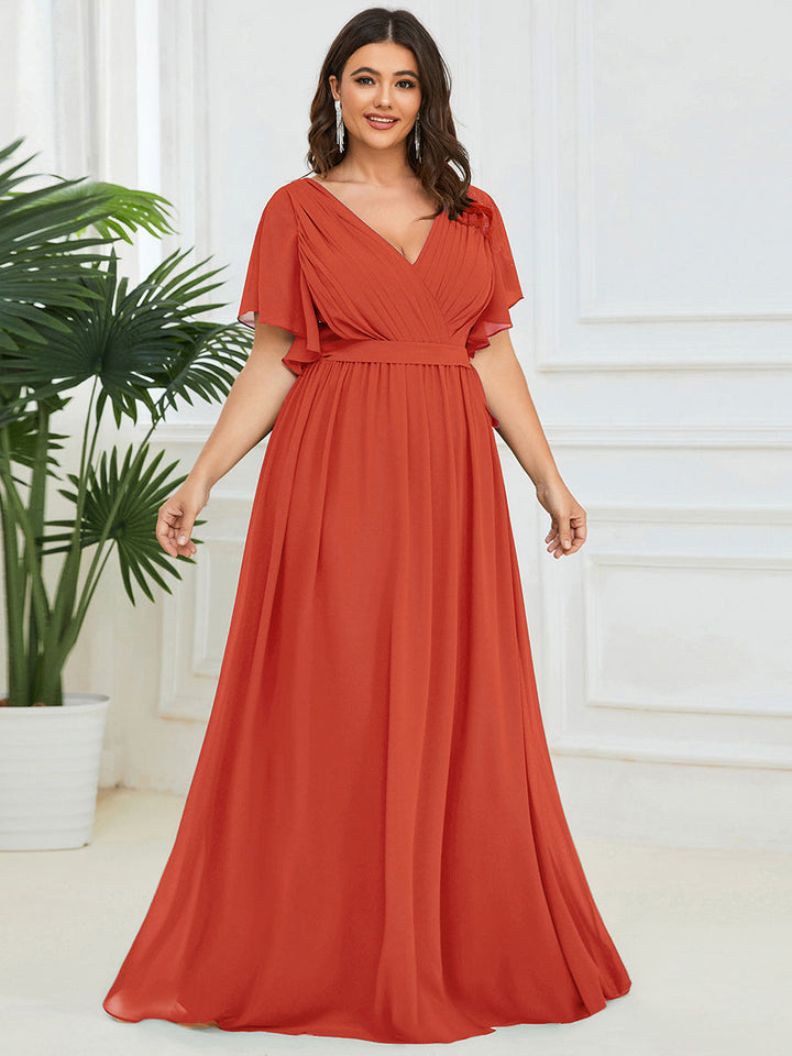 ever LEORA|Abito da damigella in chiffon con scollatura a V e maniche flottanti