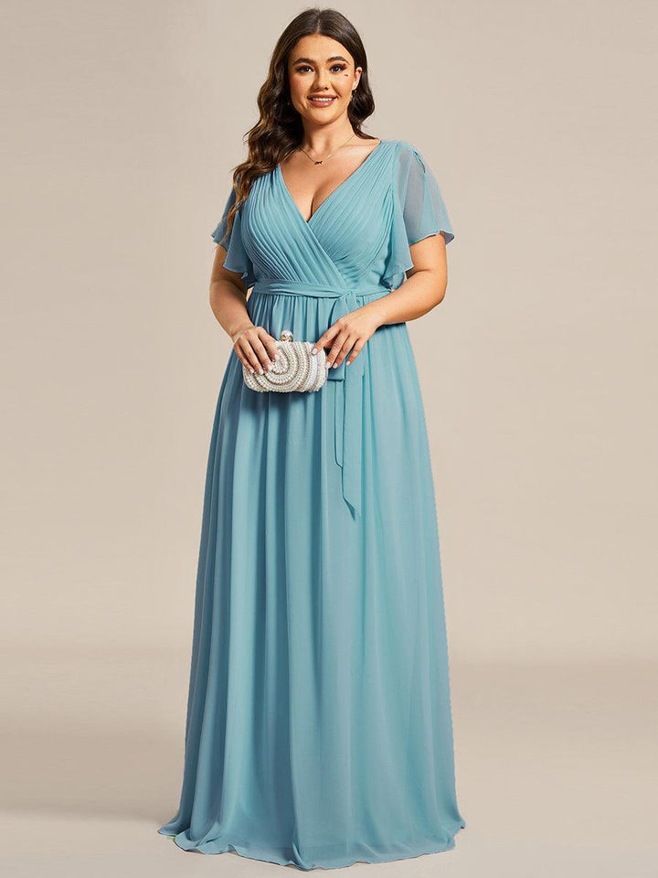 ever LEORA|Abito da damigella in chiffon con scollatura a V e maniche flottanti