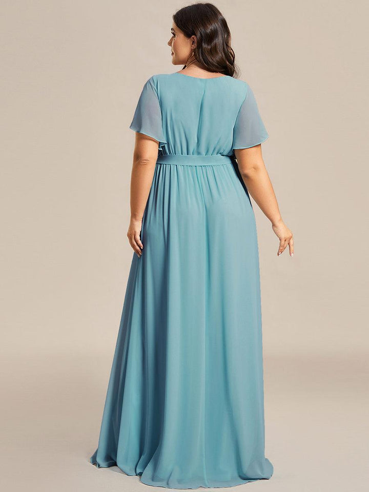 ever LEORA|Abito da damigella in chiffon con scollatura a V e maniche flottanti