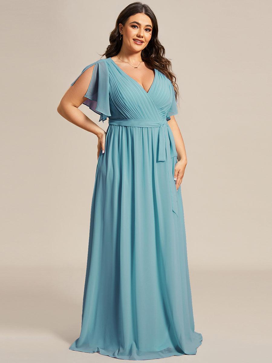 ever LEORA|Abito da damigella in chiffon con scollatura a V e maniche flottanti