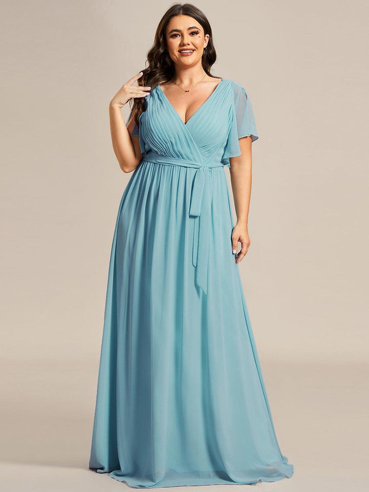 ever LEORA|Abito da damigella in chiffon con scollatura a V e maniche flottanti