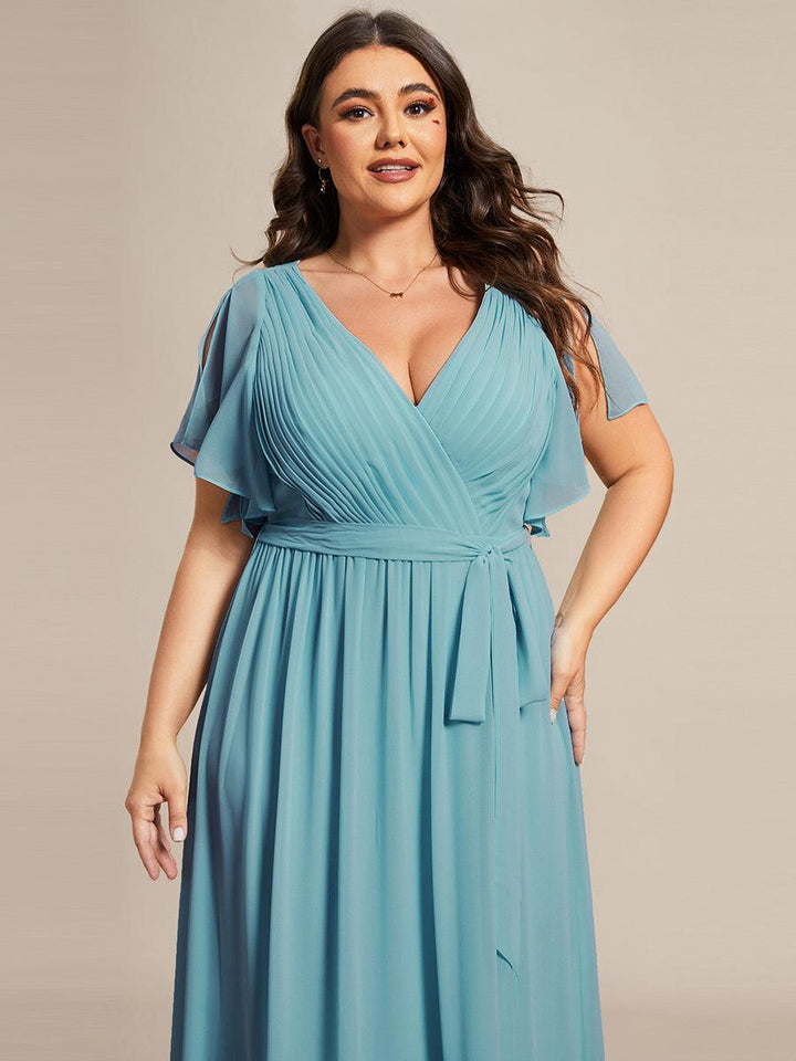 ever LEORA|Abito da damigella in chiffon con scollatura a V e maniche flottanti