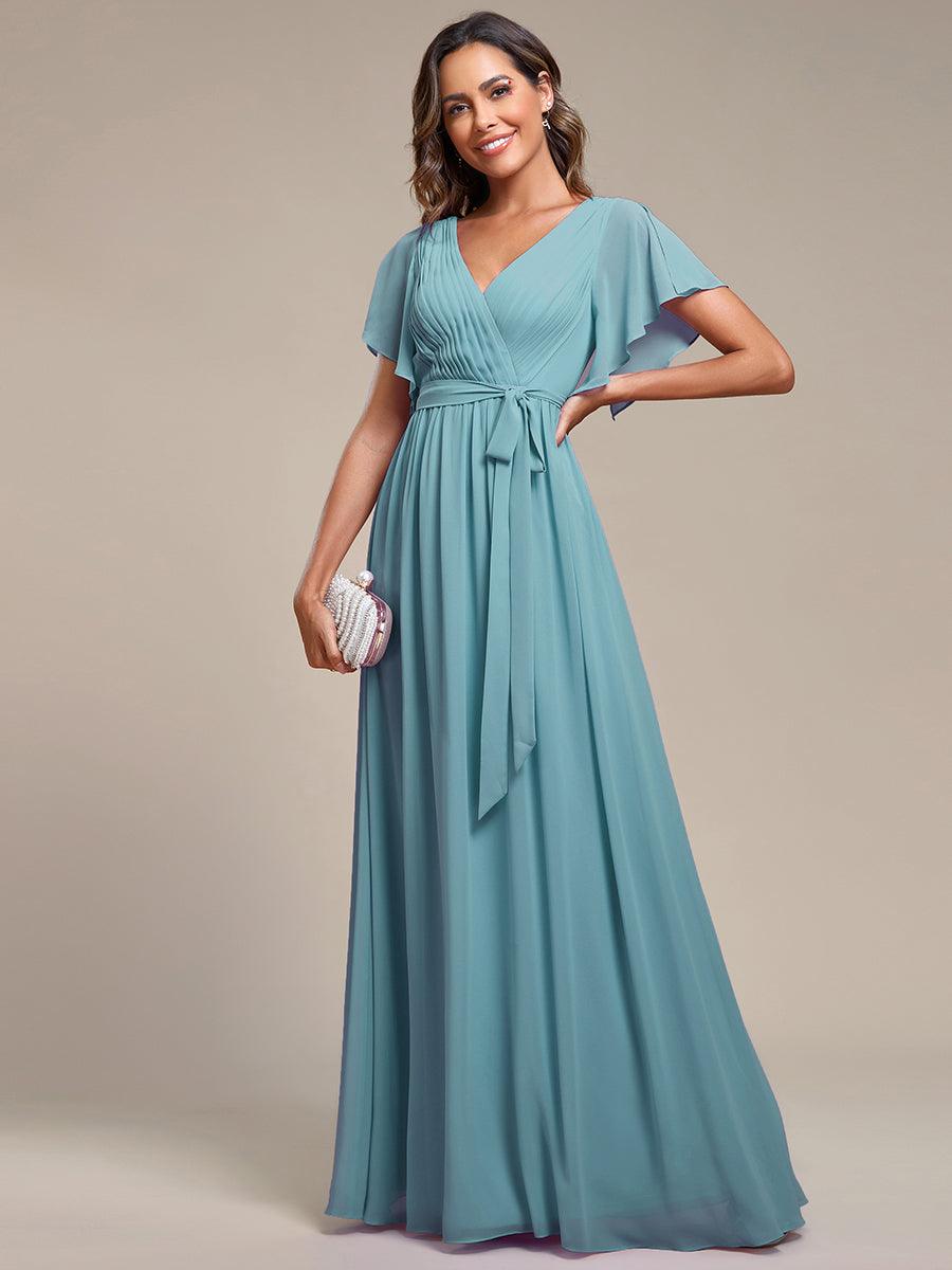 ever LEORA|Abito da damigella in chiffon con scollatura a V e maniche flottanti
