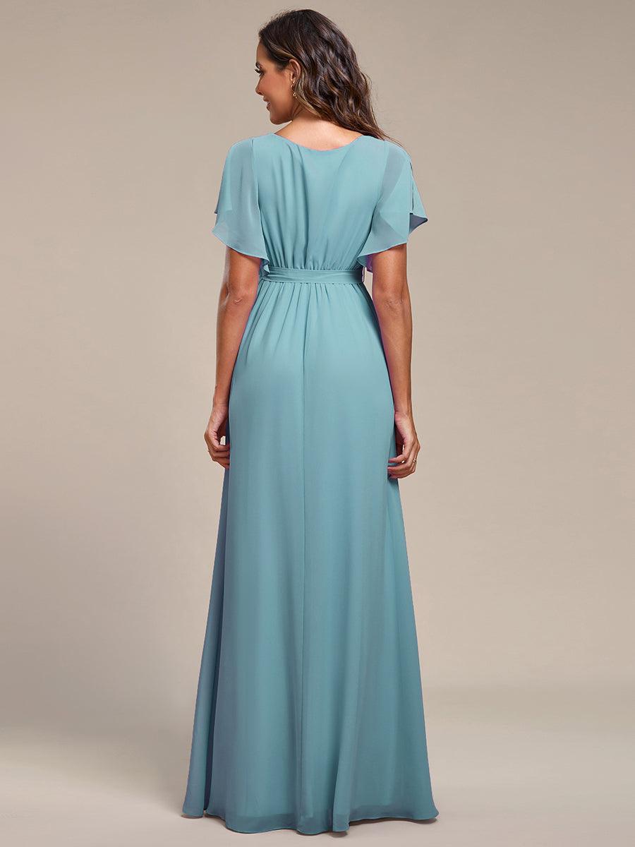ever LEORA|Abito da damigella in chiffon con scollatura a V e maniche flottanti