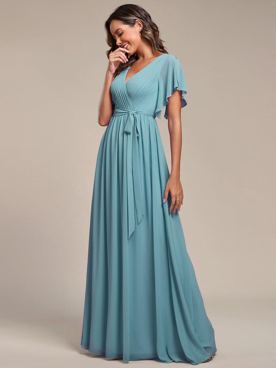 ever LEORA|Abito da damigella in chiffon con scollatura a V e maniche flottanti