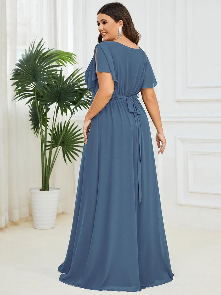 ever LEORA|Abito da damigella in chiffon con scollatura a V e maniche flottanti