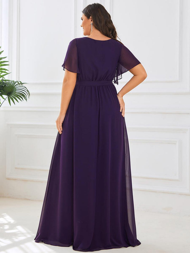 ever LEORA|Abito da damigella in chiffon con scollatura a V e maniche flottanti