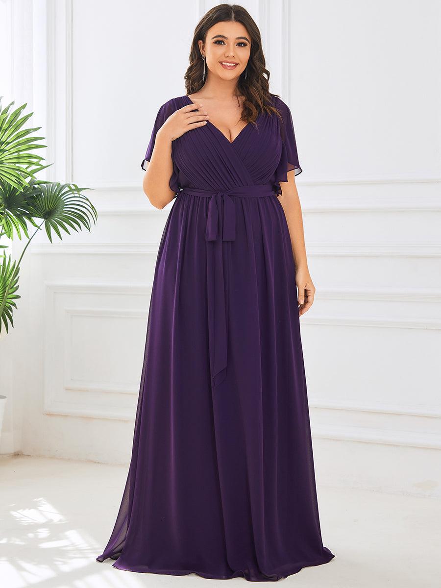 ever LEORA|Abito da damigella in chiffon con scollatura a V e maniche flottanti