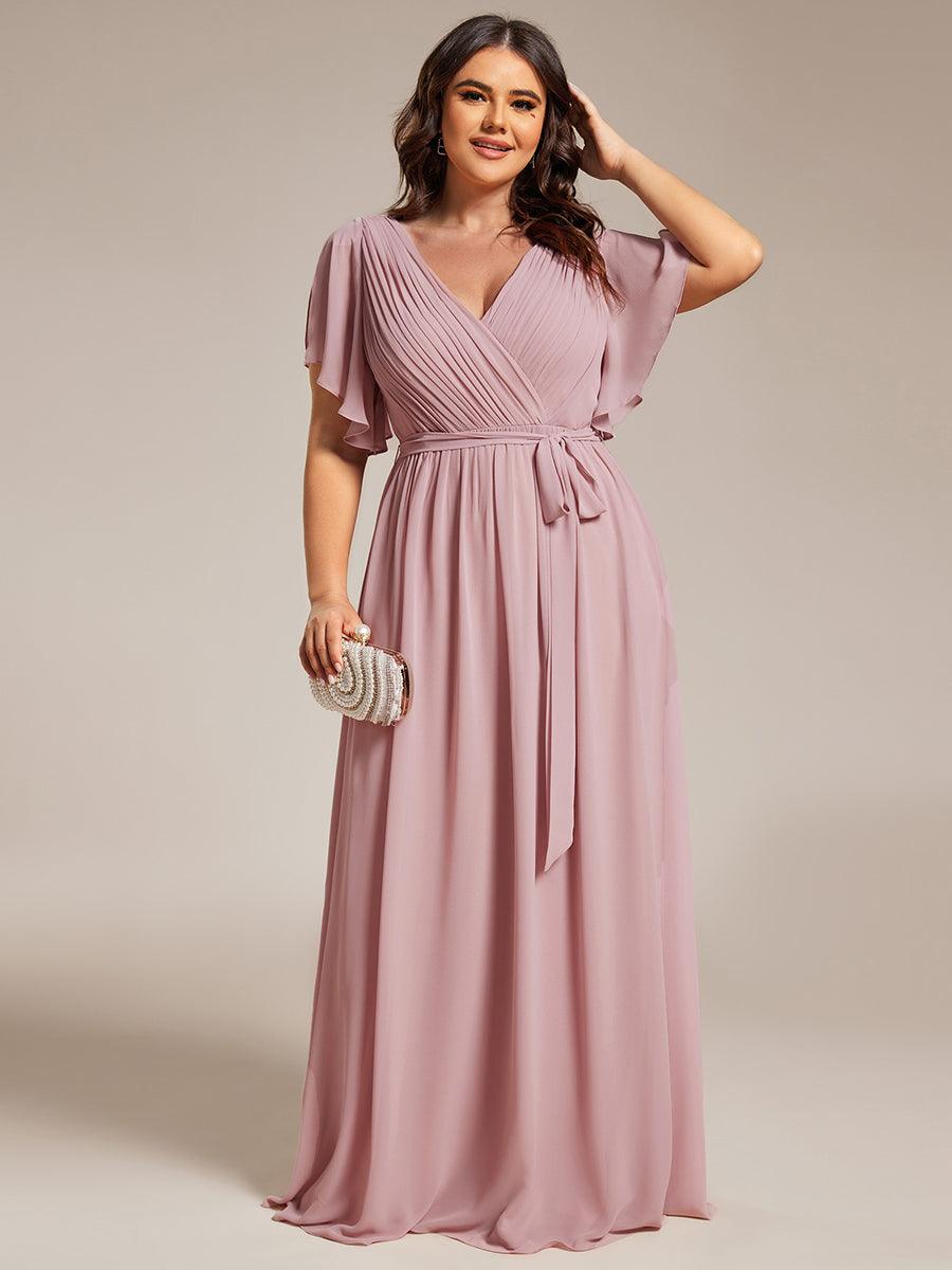 ever LEORA|Abito da damigella in chiffon con scollatura a V e maniche flottanti