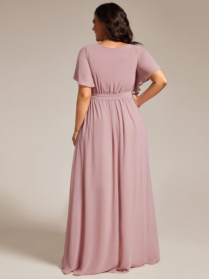 ever LEORA|Abito da damigella in chiffon con scollatura a V e maniche flottanti