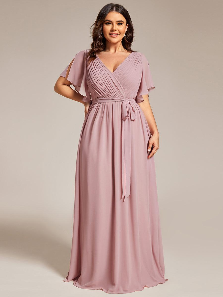 ever LEORA|Abito da damigella in chiffon con scollatura a V e maniche flottanti